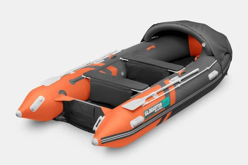 Надувная лодка GLADIATOR E350 PRO оранжево-темно-серый 